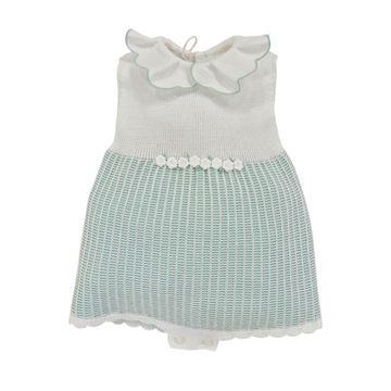 Tutina in filo cotone con ricamo fiori verde