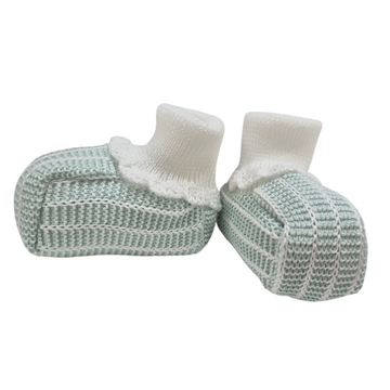Scarpine in filo cotone neonata verde
