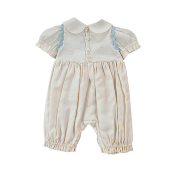 Pagliaccetto in filo di cotone e ricamo punto smock