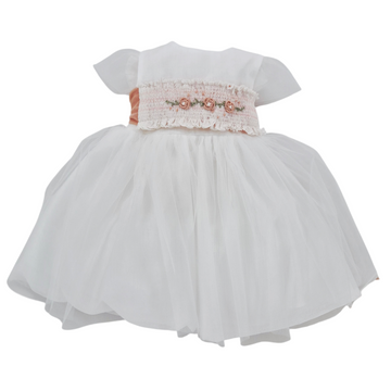 Abito neonata Battesimo punto smock