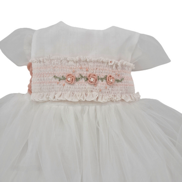 Abito neonata Battesimo punto smock