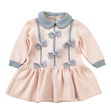 Abito neonata in lana con fiocchetti