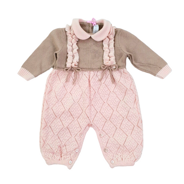 Tutina in lana bicolore con rouches