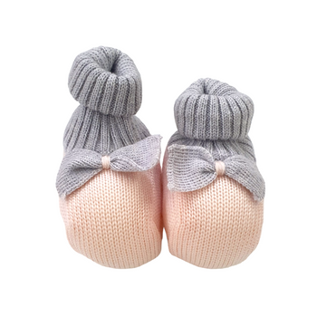 Scarpina neonata in lana con fiocchetto