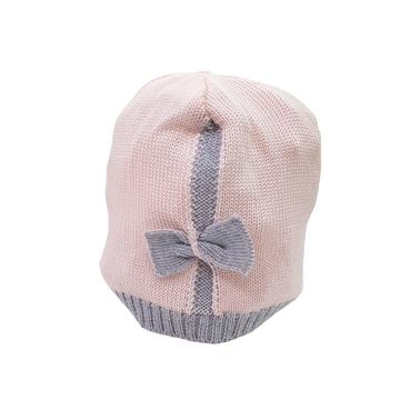 Cappellino neonata in lana con fiocchetto