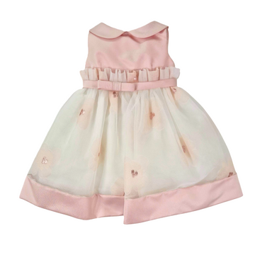Abito Bimba in mikado e organza ricamata