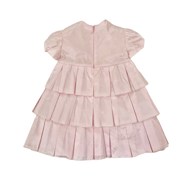 Abito neonata in taffetà con balze e fiocco