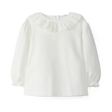 T-shirt con collo pizzo Laranjinha