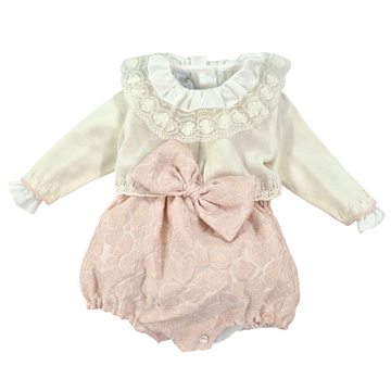 Completo salopette tessuto broccato