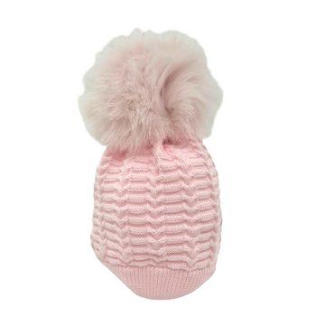Cappellino neonata in lana con pon pon