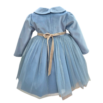 Abito bimba in velluto raso con cintura