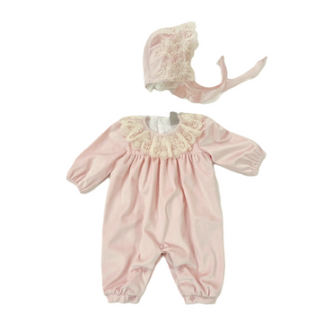 Pagliaccetto + cuffia neonata velluto raso