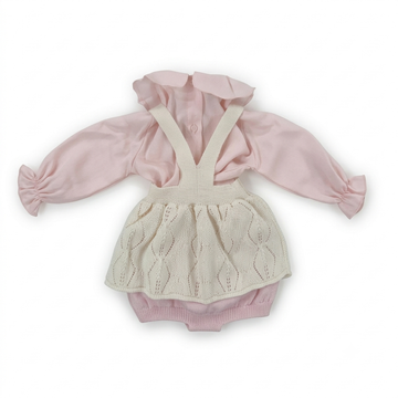 Completo neonata in lana rosa 3D