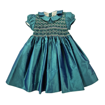 Abito cerimonia Bimba in shantung con punto smock