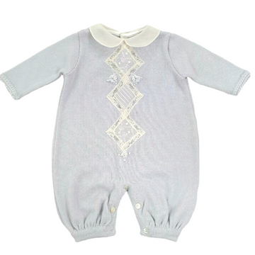 Pagliaccetto in lana con valenciennes