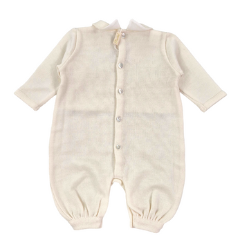 Pagliaccetto in pura lana e pizzo valenciennes