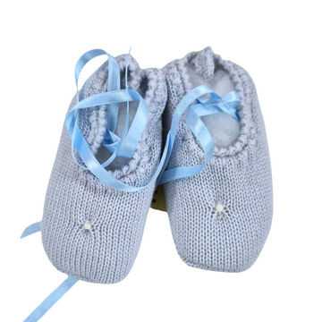 Scarpine neonato in lana e punto smock Ladia