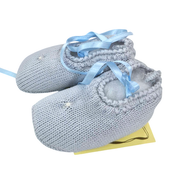 Scarpine neonato in lana e punto smock Ladia
