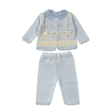 Completo in filo con ricamo e valenciennes Ladia