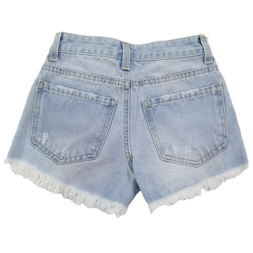 Shorts in cotone denim con strappo