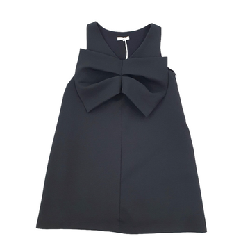 Abito girl nero smanicato con fiocco