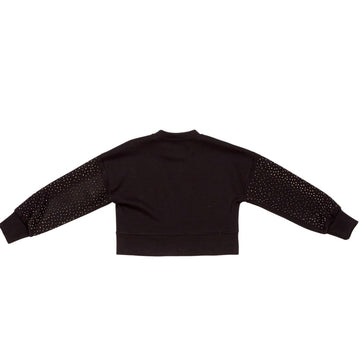 Felpa corta Girl girocollo con strass