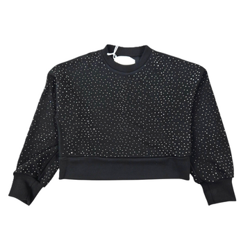 Felpa corta Girl girocollo con strass