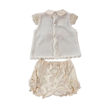Completo neonata in filo shantung e organza