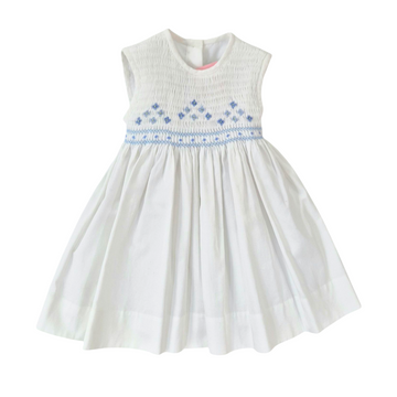 Abito neonata in cotone ricamo punto smock