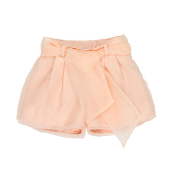 Shorts Bambina in organza con fiocco
