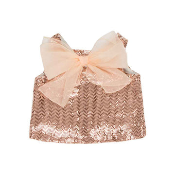 Top bambina paillettes con fiocco