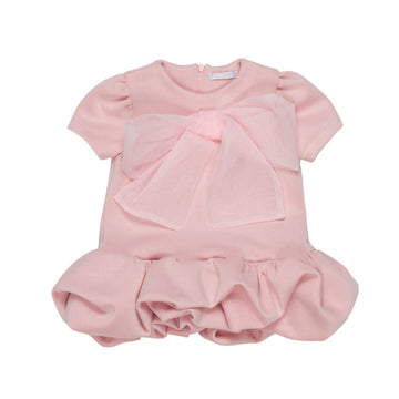 Abito Bambina con fiocco all over e balza