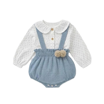 Completo Salopette + Camicia neonata 2 pz