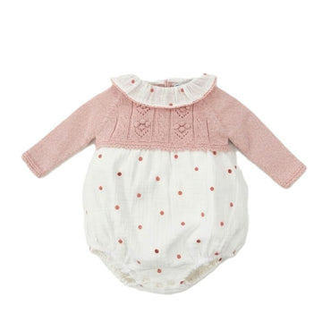 Pagliaccetto neonata misto cotone con pois