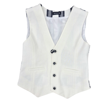 Gilet bimbo in lino e cotone a righe