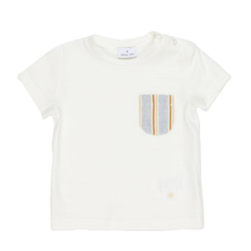 T-shirt baby in lino e cotone con taschino
