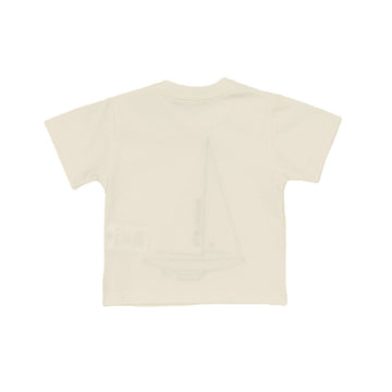 T-shirt Baby in cotone con ricamo barca
