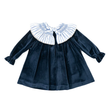Abito Bimba in velluto "Ottanio" e punto smock