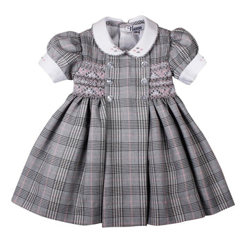 Abito Bimba in Check con punto smock