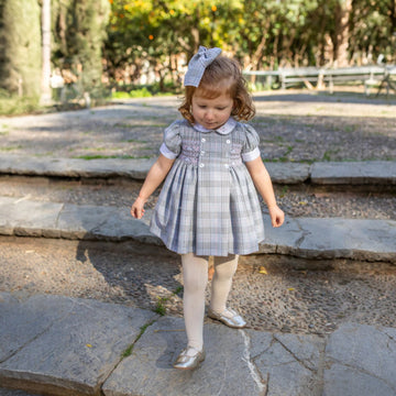 Abito Bimba in Check con punto smock