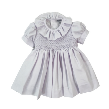 Abito Bambina punto smock bianco