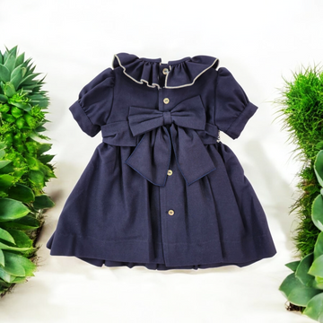 Abito bambina punto smock blu navy