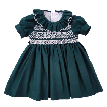 Abito Bambina punto smock verde british