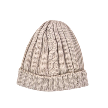 Cappellino in lana e cashmere con trecce