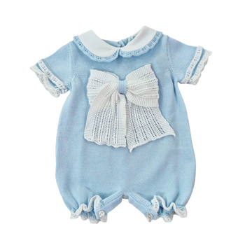 Pagliaccetto in filo cotone con fiocco all over