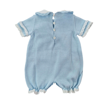 Pagliaccetto in filo cotone con fiocco all over