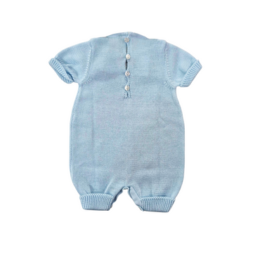 Pagliaccetto neonato in filo cotone con collo ricamato