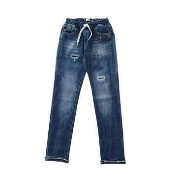 Jeans con elastico e coulisse