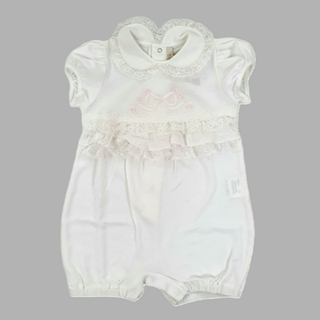 Tutina in cotone jersey con pizzo