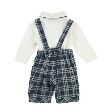 Completo salopette corta in tartan Aletta